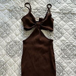 LA Luxe Brown Mini Dress